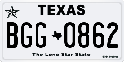 TX license plate BGG0862