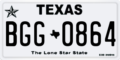 TX license plate BGG0864