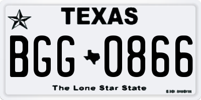 TX license plate BGG0866