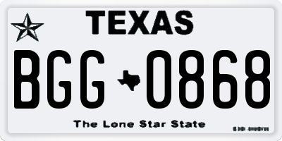 TX license plate BGG0868