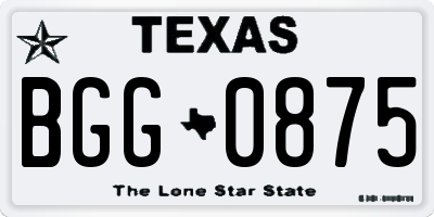 TX license plate BGG0875