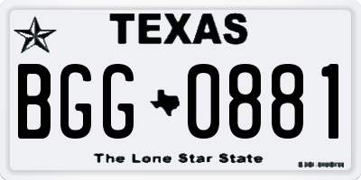 TX license plate BGG0881