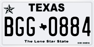 TX license plate BGG0884