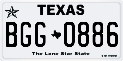 TX license plate BGG0886