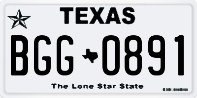 TX license plate BGG0891