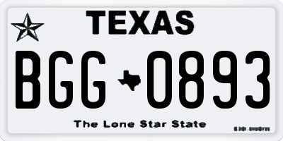 TX license plate BGG0893