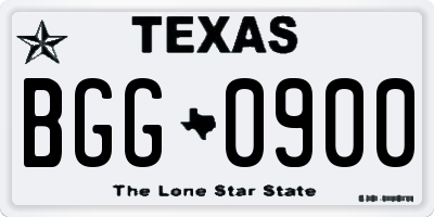 TX license plate BGG0900