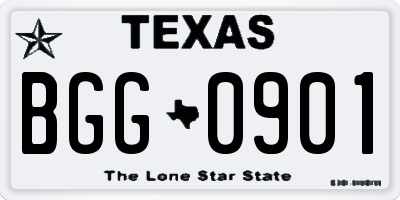 TX license plate BGG0901