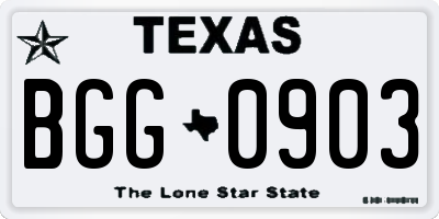 TX license plate BGG0903
