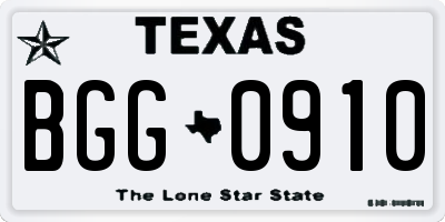 TX license plate BGG0910
