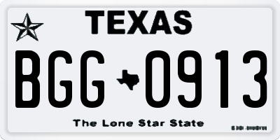 TX license plate BGG0913