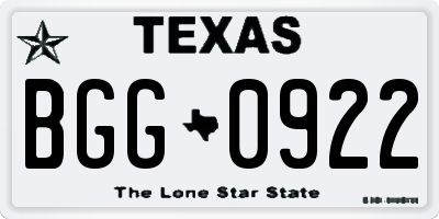 TX license plate BGG0922