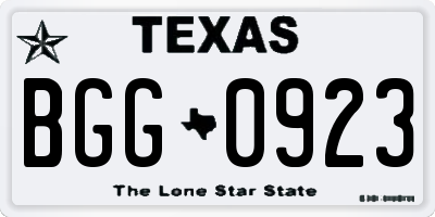 TX license plate BGG0923