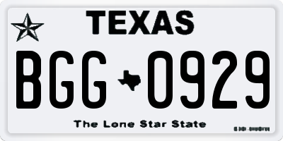 TX license plate BGG0929