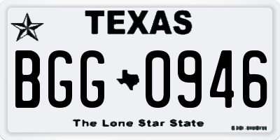 TX license plate BGG0946