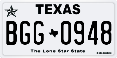 TX license plate BGG0948
