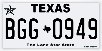 TX license plate BGG0949