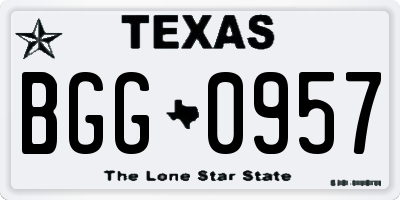 TX license plate BGG0957