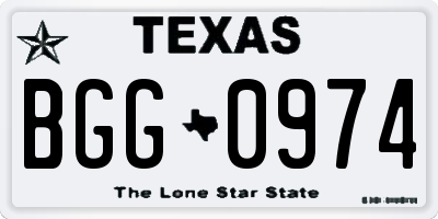 TX license plate BGG0974