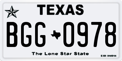 TX license plate BGG0978