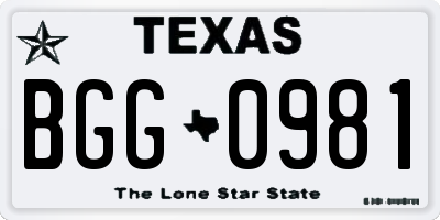 TX license plate BGG0981