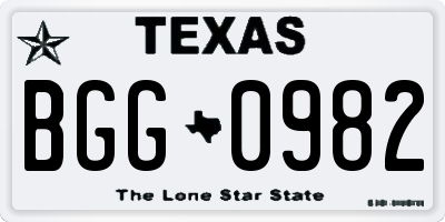 TX license plate BGG0982