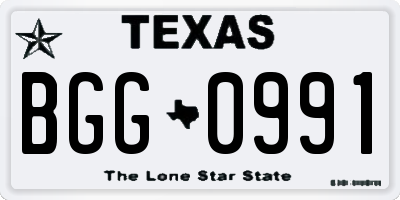 TX license plate BGG0991