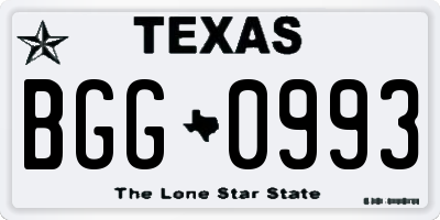 TX license plate BGG0993