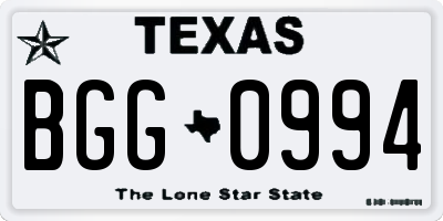 TX license plate BGG0994