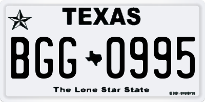 TX license plate BGG0995