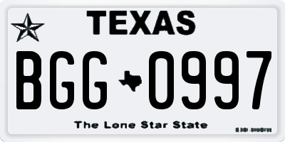 TX license plate BGG0997