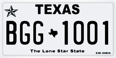 TX license plate BGG1001