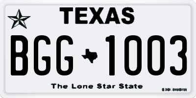 TX license plate BGG1003