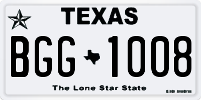 TX license plate BGG1008