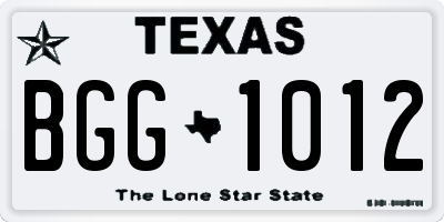 TX license plate BGG1012
