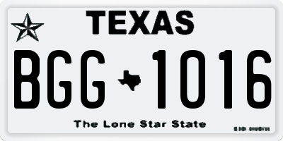 TX license plate BGG1016