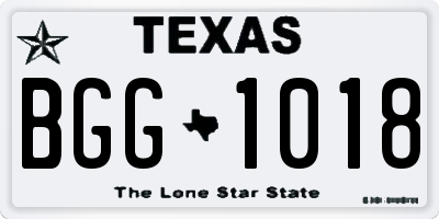 TX license plate BGG1018