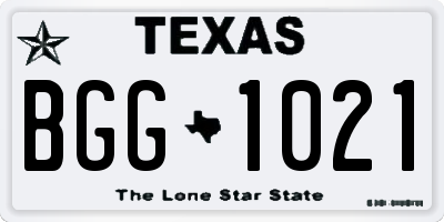 TX license plate BGG1021