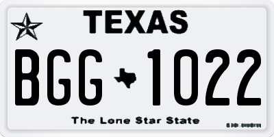 TX license plate BGG1022