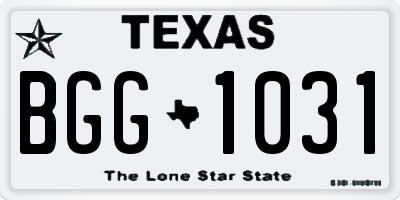 TX license plate BGG1031