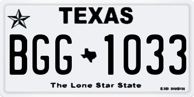 TX license plate BGG1033