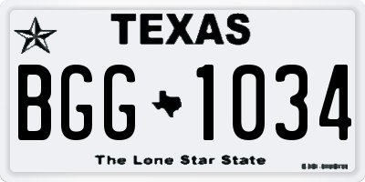 TX license plate BGG1034