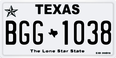 TX license plate BGG1038