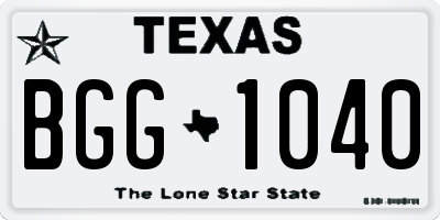 TX license plate BGG1040