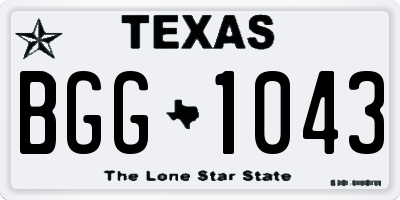 TX license plate BGG1043