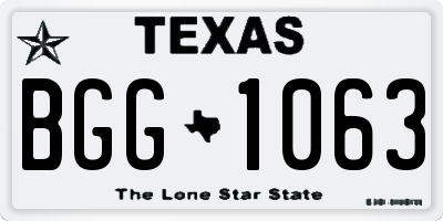TX license plate BGG1063