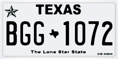 TX license plate BGG1072