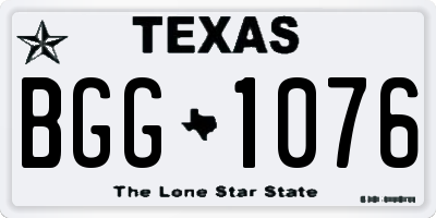 TX license plate BGG1076