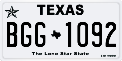 TX license plate BGG1092