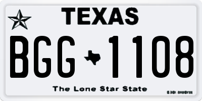 TX license plate BGG1108